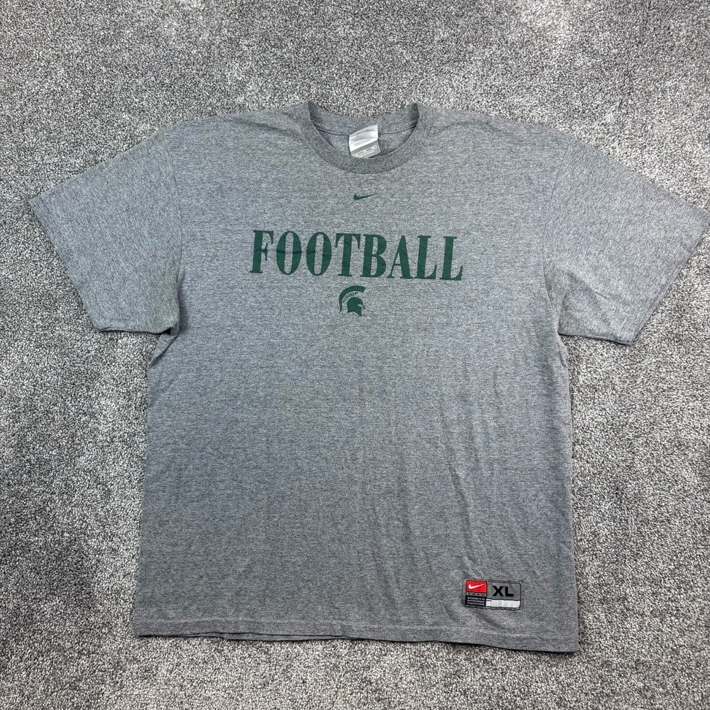 Vintage Michigan State Spartans Football Shirt Mens XL Gray Nike Center Swoosh‎